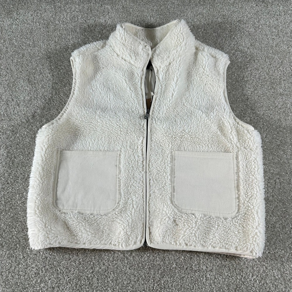 Blu Pepper Women Cream White Faux Shearling Zip Up Vest B4FJ1010 Small NWT